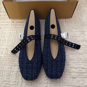Rothy’s The Max Buckle Mary Jane - Blue Tweed - Size 12.5 - New In Box